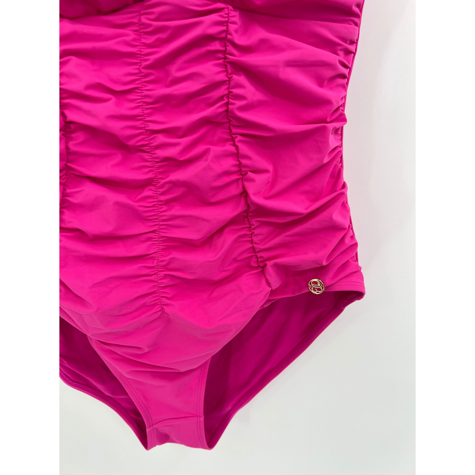 Nwt Shapellx Smart Sculpt Ruched Lace-Up Back Tummy Control Swimsuit Sz Xl, Pink — image 3 of 8